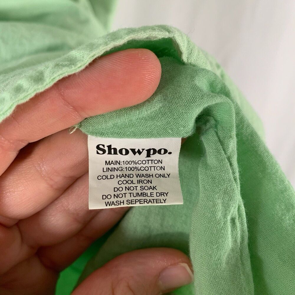 Showpo Mini Dress Women's 2 Green Puff Short Sleeve Square Neck Short Smocked - Picture 5 of 7